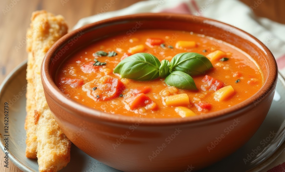 Vibrant vegetable soup in a bowl Vibrant vegetable soup in a bowl