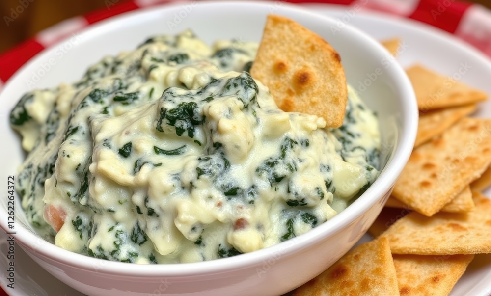 Creamy spinach dip with crackers Creamy spinach dip with crackers