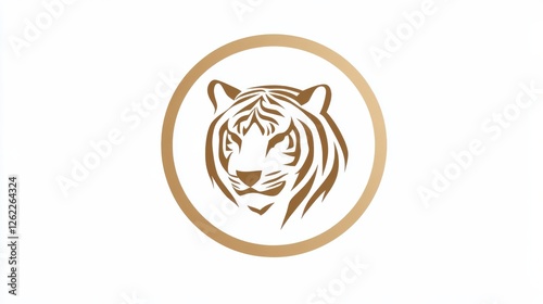 Elegant Tiger Head Logo Design on Clean White Background photo