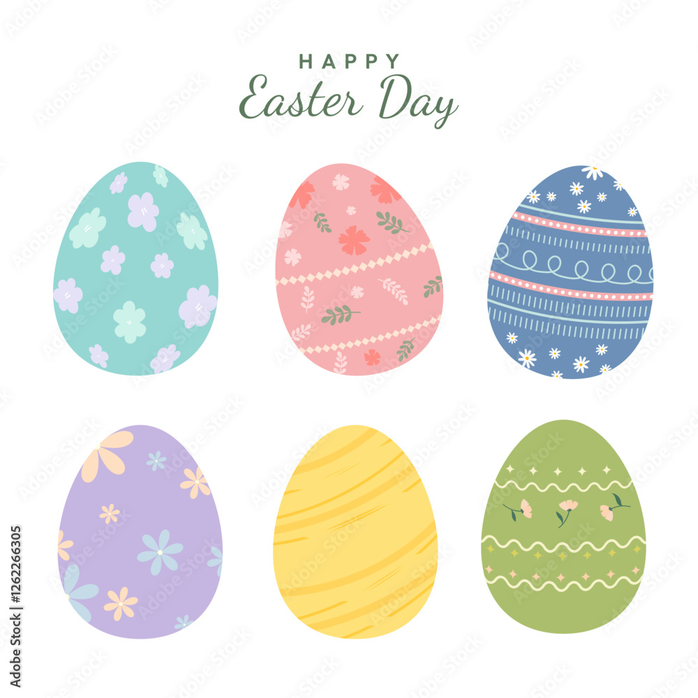 Set of easter eggs with flowers vector illustration. Easter seamless icons with colorful eggs and flowers. Set of easter eggs with flowers vector illustration. Easter seamless icons with colorful eggs and flowers.