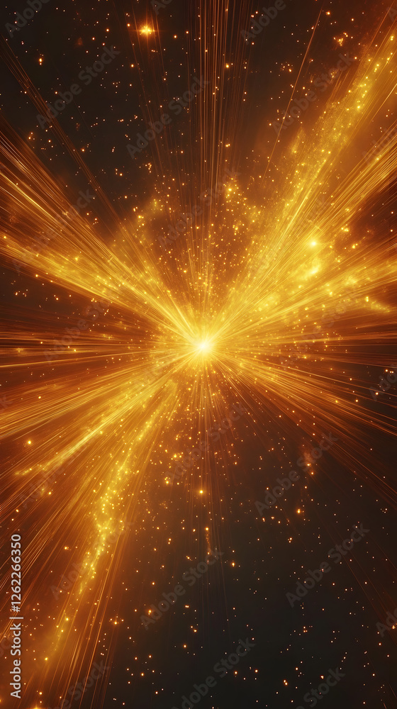 Naklejka premium A golden light explosion in space 