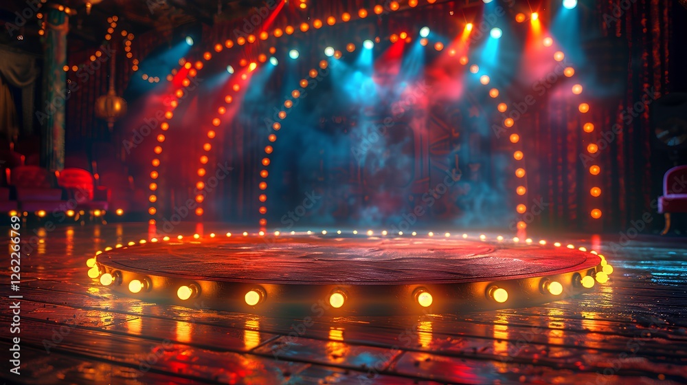 Fototapeta premium podium stage with frame light theatre background. casino gambling ambiance