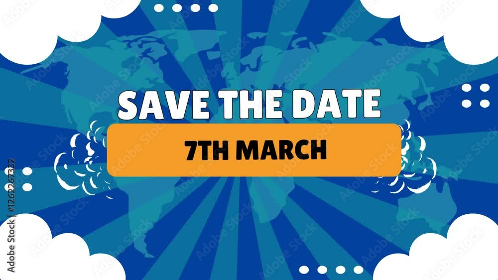 7th of March 7 save the date for march month animated background video .mp4