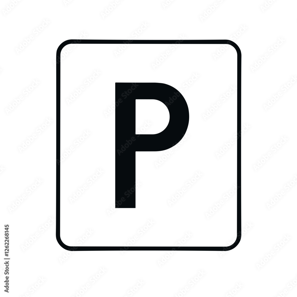 Parking sign icon, black and white PNG for transportation and parking themes Parking sign icon, black and white PNG for transportation and parking themes