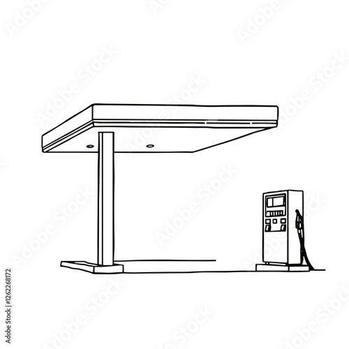 Gas station icon, black and white PNG for fuel and transportation themes