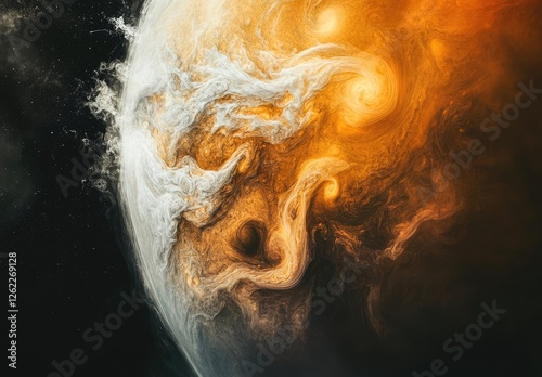 Cosmic swirls, gaseous planet, space, nebula background, art