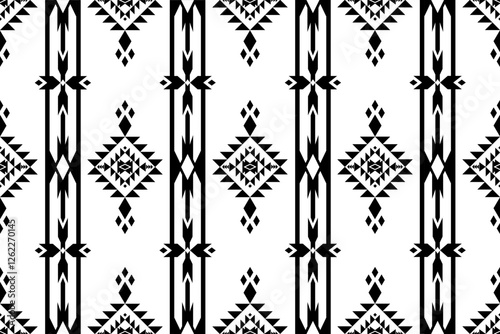 Geometric Native American Style Pattern, Digital Print for Fabric Wallpaper, black and white pattern.