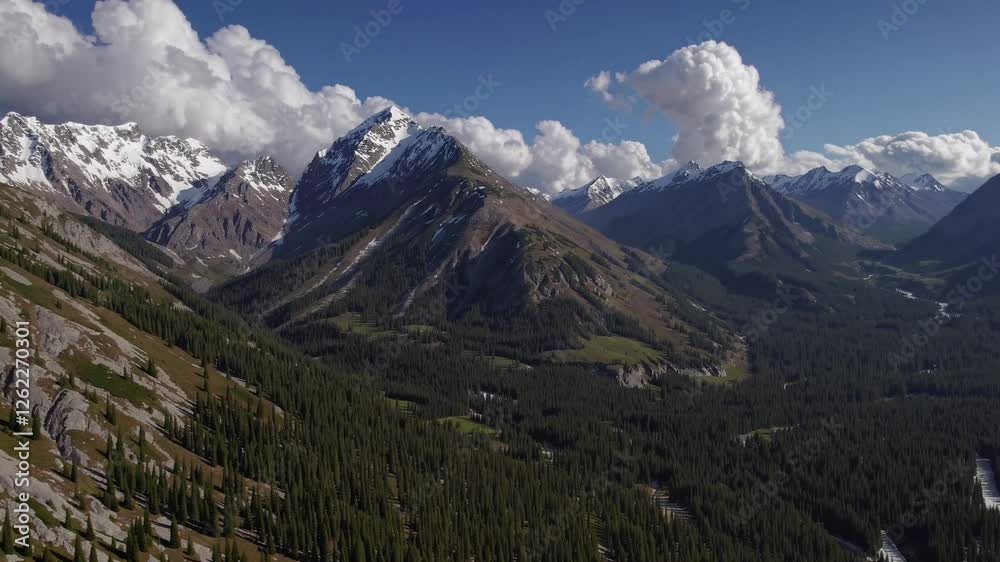Majestic Snow-Capped Mountain Range and Lush Green Valley Majestic Snow-Capped Mountain Range and Lush Green Valley