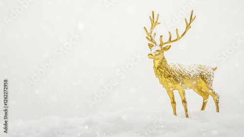 Golden Deer in Snow Winter Scene photo