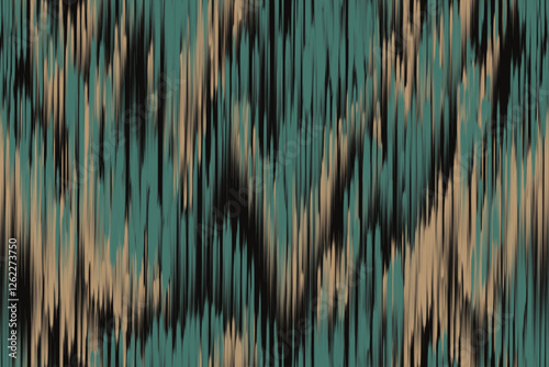 Ikat seamless pattern, Green geometric design, motif ethnic handmade, Illustration for greeting cards, printing ethnic tribal, boho colors seamless wallpaper. Ethnic Ikat abstract background art.