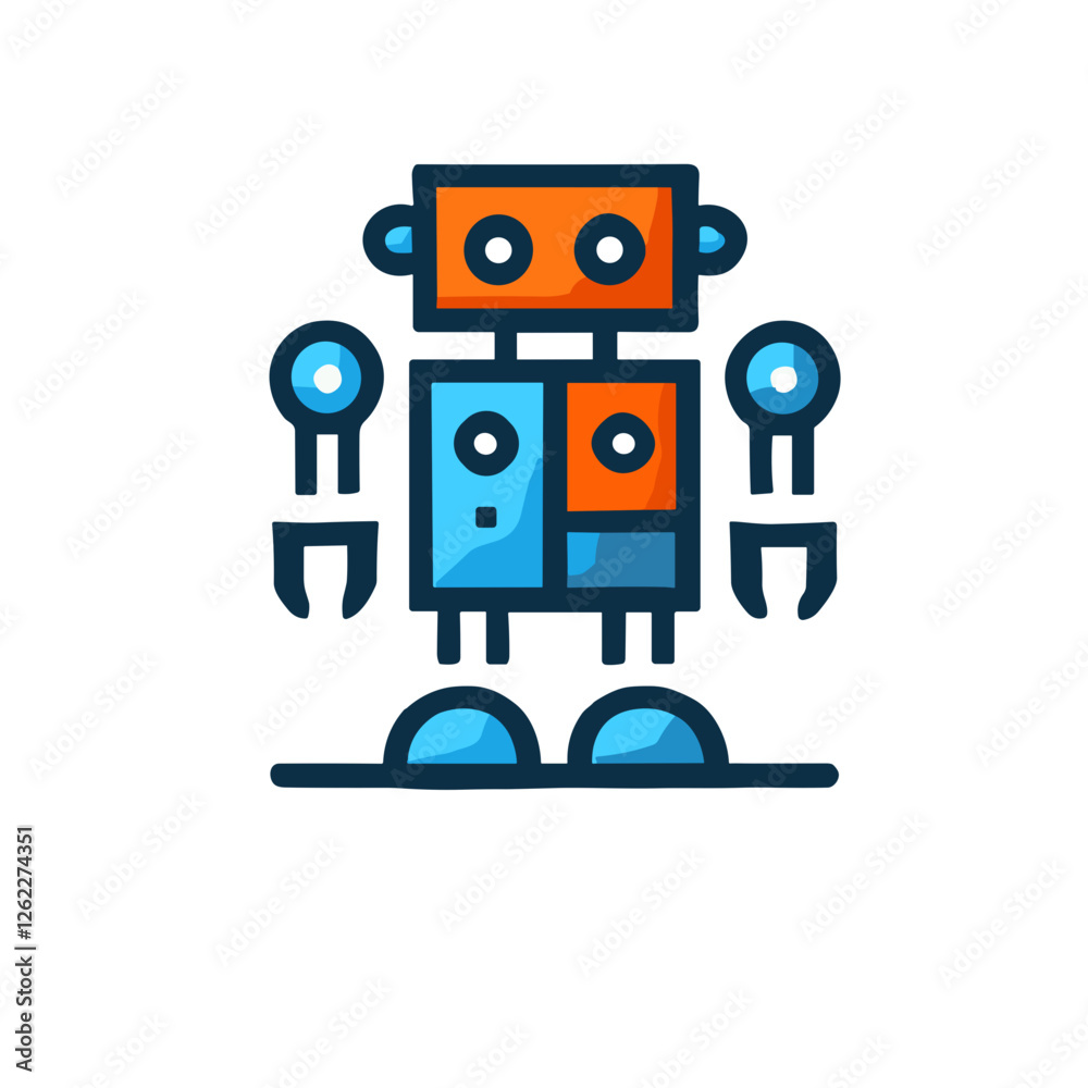 Fototapeta premium Robot icon, color PNG for technology and automation themes
