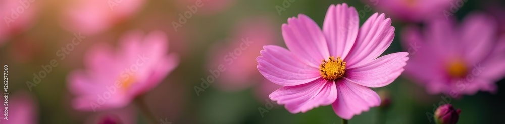 Close-up view of cosmos flower, delicate petals, soft focus background , wallpaper, wildflower Close-up view of cosmos flower, delicate petals, soft focus background , wallpaper, wildflower