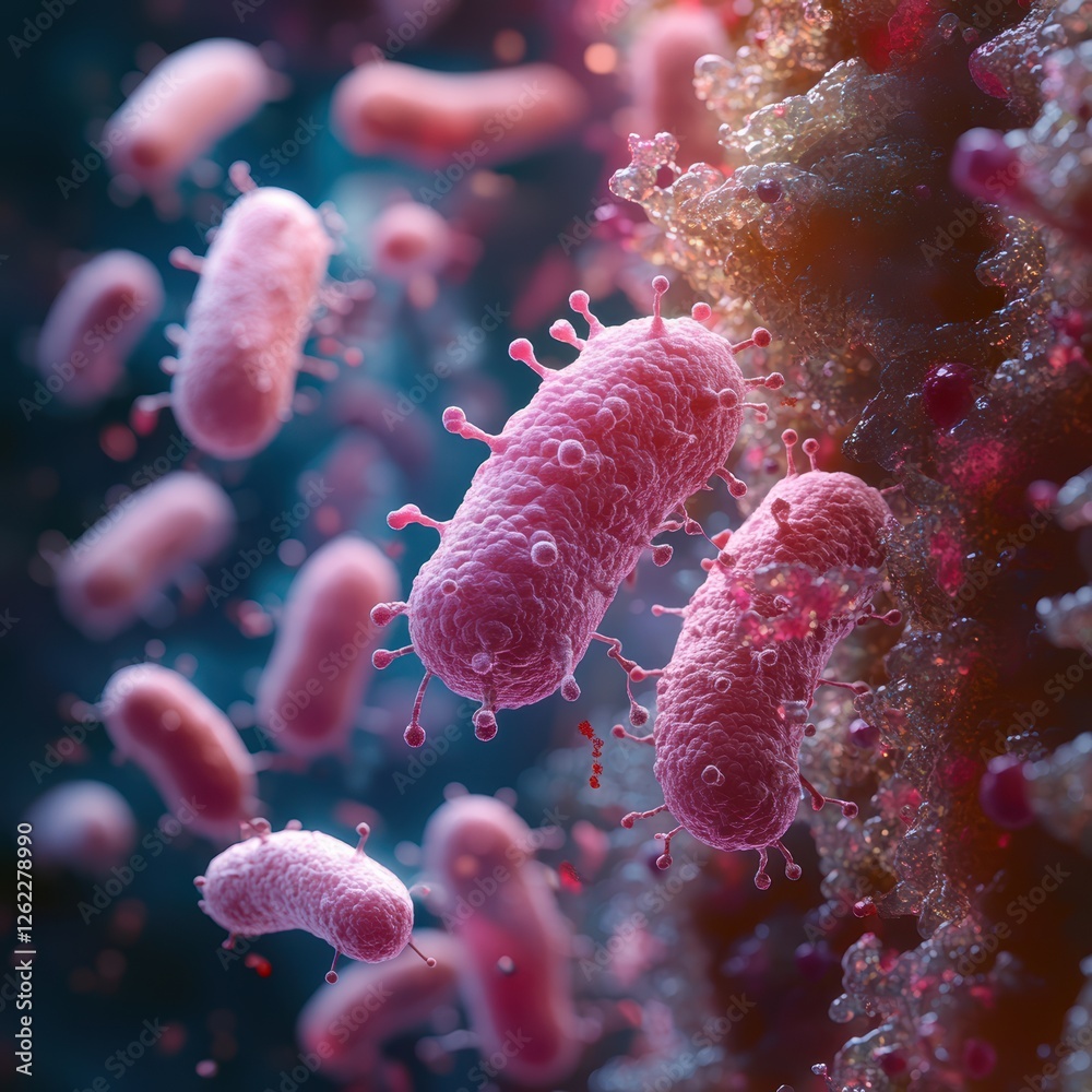 Fototapeta premium Conceptual Visualization of Bacteria Breaking Down Waste