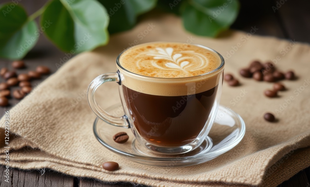 Delicious coffee in a glass cup Delicious coffee in a glass cup