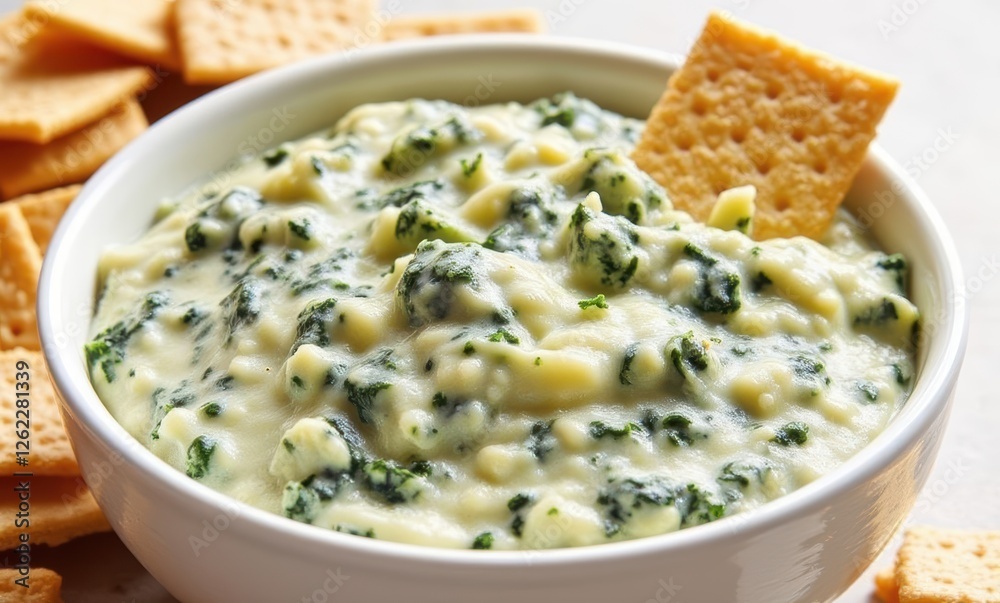 Creamy spinach dip with crackers Creamy spinach dip with crackers