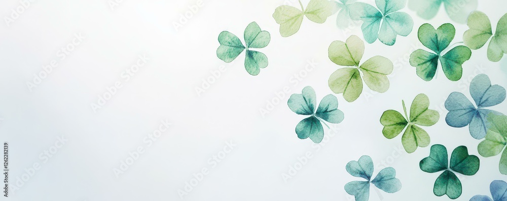 Watercolor Shamrock Cluster Subtle Green Pattern Design Watercolor Shamrock Cluster Subtle Green Pattern Design