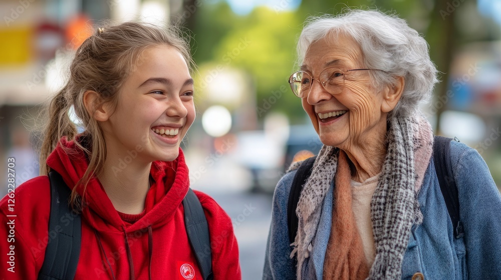 Generational Connection: Joyful Exchange Between a Teenager and Senior Citizen Generational Connection: Joyful Exchange Between a Teenager and Senior Citizen