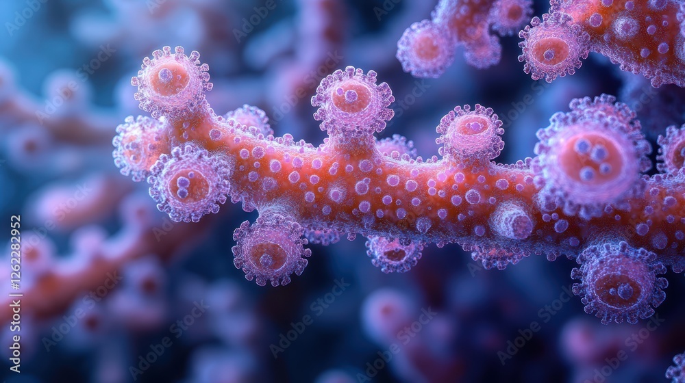 Naklejka premium Closeup of Bacterial Plasmids Under Isolation Study