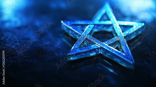 Star of David Emblem on Dark Reflective Surface photo