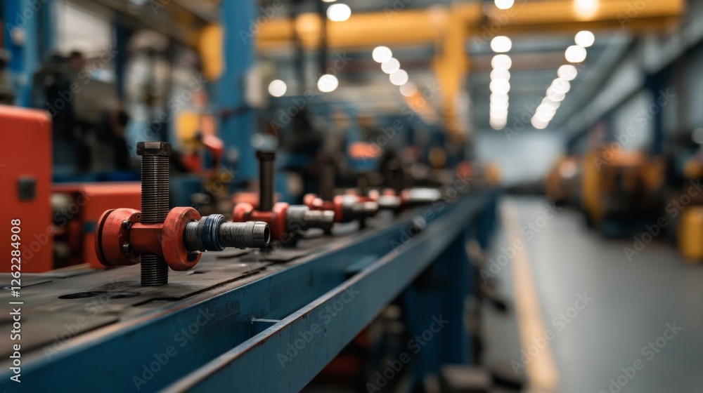Naklejka premium Factory conveyor belt carrying parts