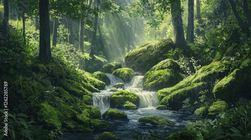 Enchanted Forest Stream: A Serene Escape into Nature's Embrace