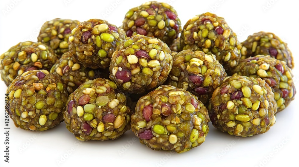 Fototapeta premium Green bean energy balls studio shot, healthy snack food