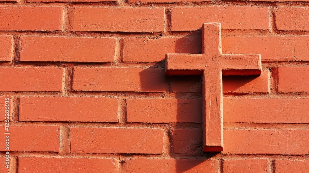 Obraz premium Religious Cross on a Red Brick Wall