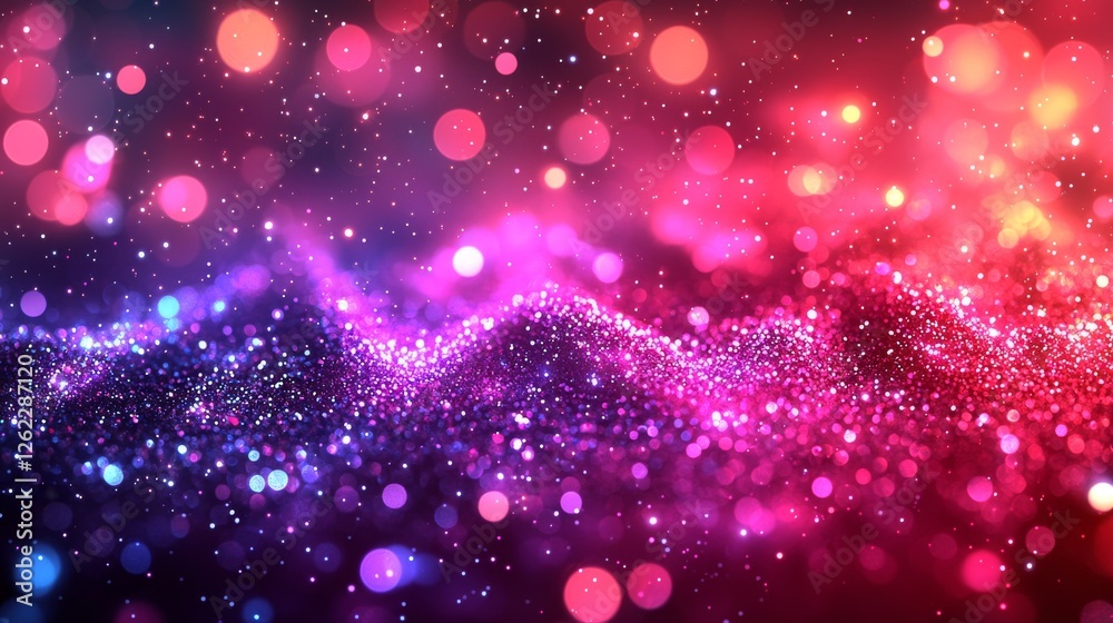An abstract design featuring vibrant hues and glittering bokeh lighting An abstract design featuring vibrant hues and glittering bokeh lighting