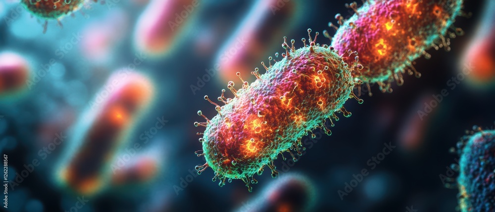 Fototapeta premium Fluorescent Imaging of Bacteria Colonies Under Microcope