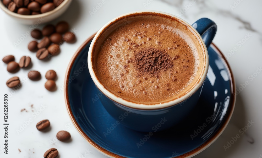 Hot cocoa in a blue cup Hot cocoa in a blue cup