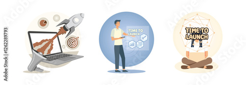 Launching a start up business. Writing displaying text Time To Launch. Business approach.