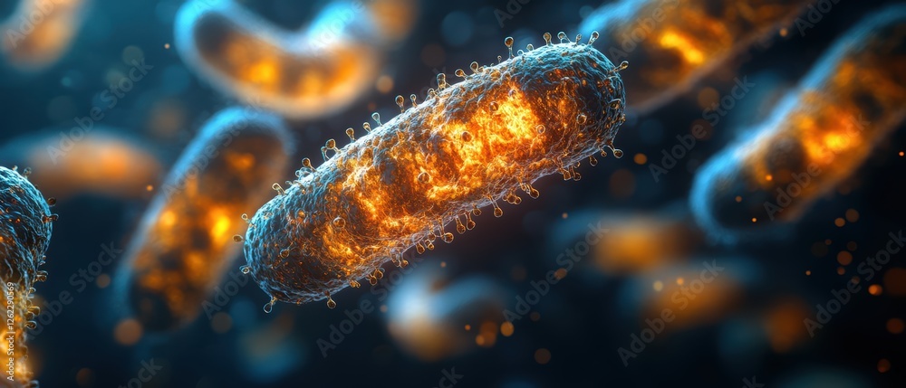 Illustration of Bacterial Conjugation Under Microscope Illustration of Bacterial Conjugation Under Microscope