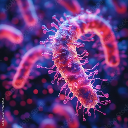 Magnified Bacterial Quorum Sensing Illustration