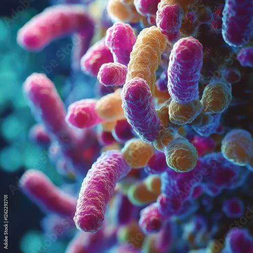Magnified Bacterial Quorum Sensing Illustration