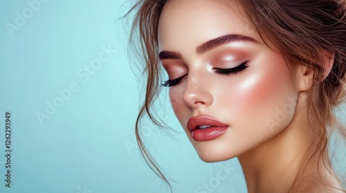 Captivating portrait showcasing radiant skin and striking features under vibr...