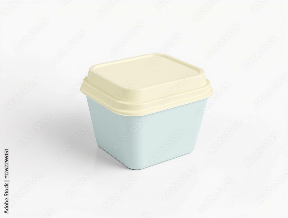 A white and blue container with a lid A white and blue container with a lid