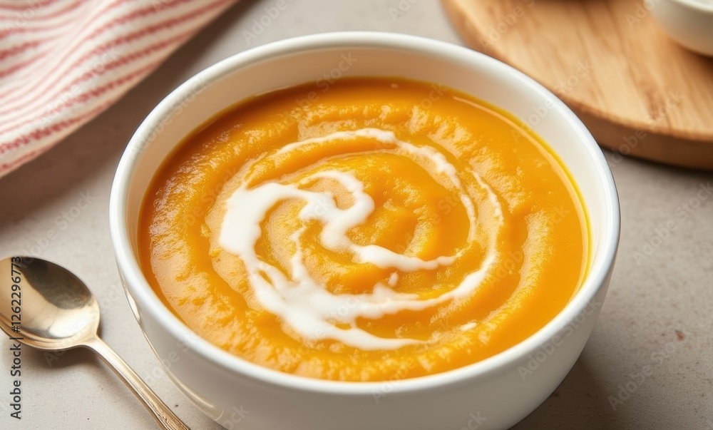 Creamy butternut squash soup in a bowl Creamy butternut squash soup in a bowl