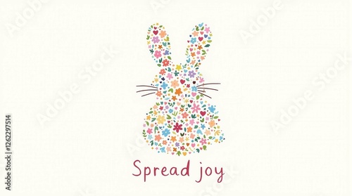 A rabbit with a flowery face and a message that says 