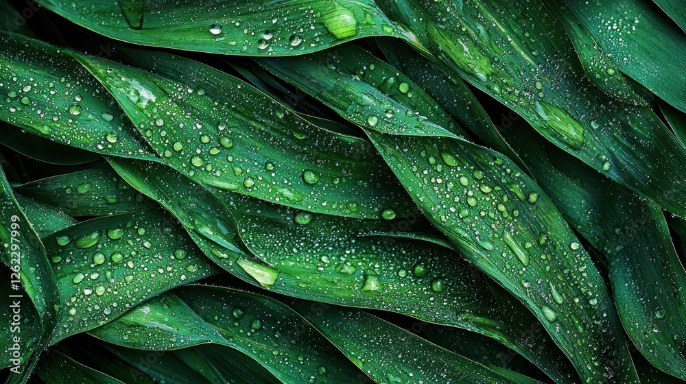 Obraz premium Emerald Dewdrops: A Lush Tapestry of Nature's Embrace
