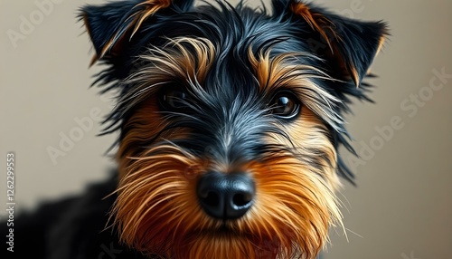 Welsh Terrier with dark eyes and wiry coat in soft natural light