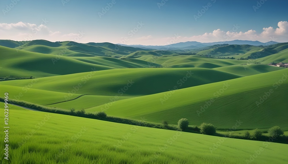Scenic Rolling Hills Under a Bright, Cloudless Sky Scenic Rolling Hills Under a Bright, Cloudless Sky