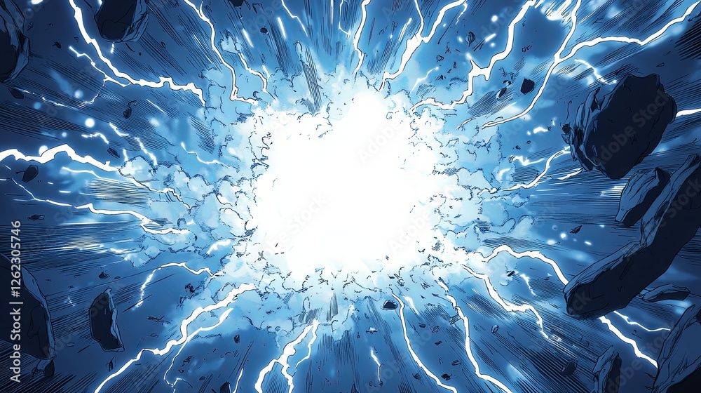 custom made wallpaper toronto digitalBlank blue comic-style background featuring thunder lightning bolts for a dramatic dialog or caption setting in the centre