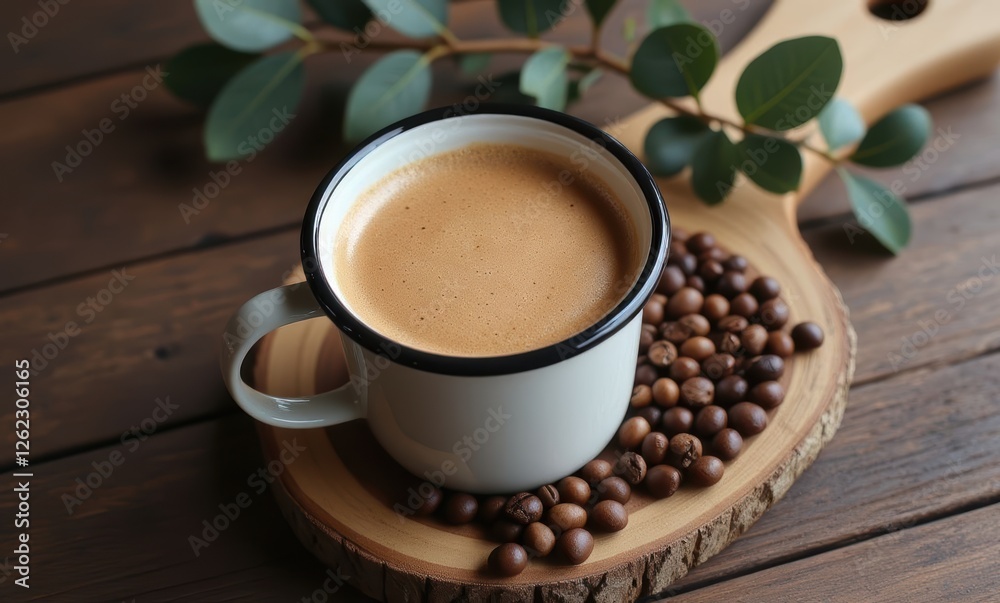 Warm coffee in a rustic setting Warm coffee in a rustic setting