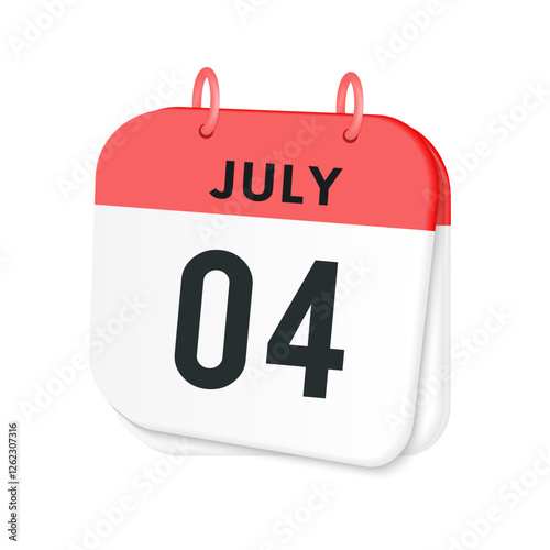 4th July daily calendar icon template. July 4 day calendar design. Single day calendar in vector illustration flat style.