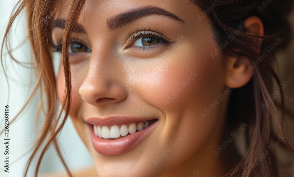 Smiling young woman with beautiful features Smiling young woman with beautiful features