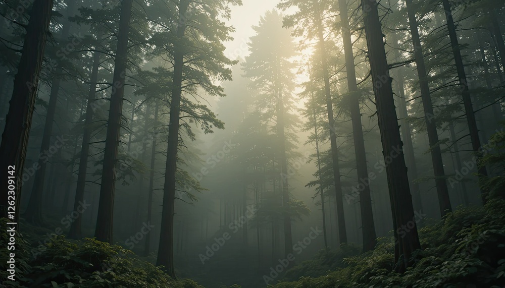 misty morning in the forest misty morning in the forest