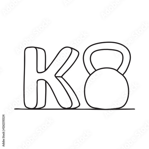 An illustration of kettlebell beside letter K