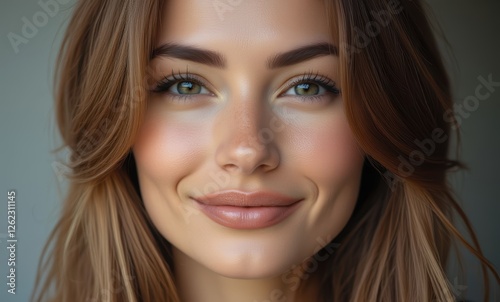Smiling young woman with soft features