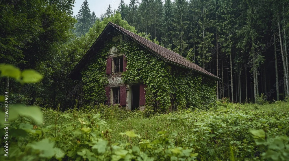 Overgrown House in Forest Nature Abandoned Ivy Rustic Cottage Woodland Green Secl Overgrown House in Forest Nature Abandoned Ivy Rustic Cottage Woodland Green Secl