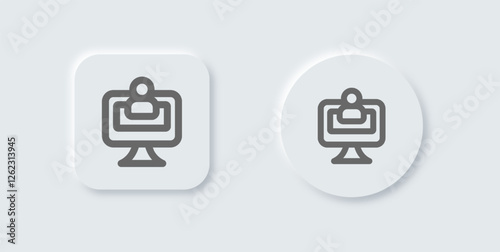 Company line icon in neomorphic design style. Corporate signs vector illustration. photo